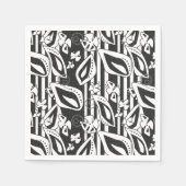 抽象芸術モダン白黒オーナメントデコモザイク スタンダードカクテルナプキン (正面)
