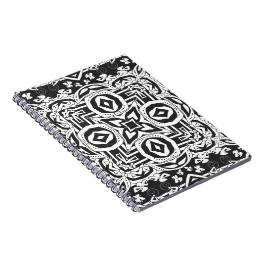 抽象芸術モダン白黒オーナメントデコモザイク ノートブック (右側)