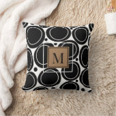 抽象芸術モダン白黒サークルモノグラム クッション (ブランケット)