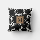 抽象芸術モダン白黒サークルモノグラム クッション (正面)