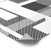 抽象芸術モダン白黒ストライプ平方形 ポスター (角)