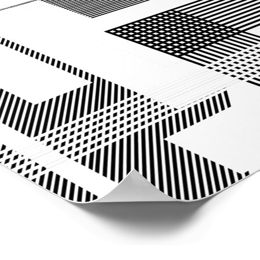 抽象芸術モダン白黒ストライプ平方形 ポスター (角)