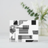 抽象芸術モダン白黒ストライプ平方形 ポストカード (スタンド正面)