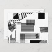 抽象芸術モダン白黒ストライプ平方形 ポストカード (正面/裏面)