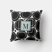 抽象芸術モダン白黒ベビーブルー クッション (裏面)