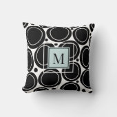 抽象芸術モダン白黒ベビーブルー クッション (正面)