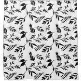 抽象芸術モダン白黒ボタニカル離れ シャワーカーテン (正面)