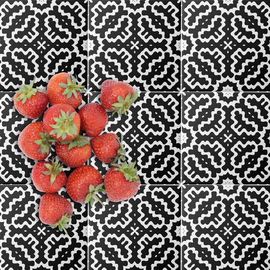 抽象芸術モダン白黒モザイク模様 タイル