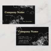 抽象芸術モダン白黒及び金ゴールドアルコールインク 名刺 (正面/裏面)