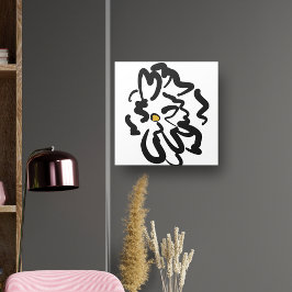 抽象芸術モダン白黒花 キャンバスプリント