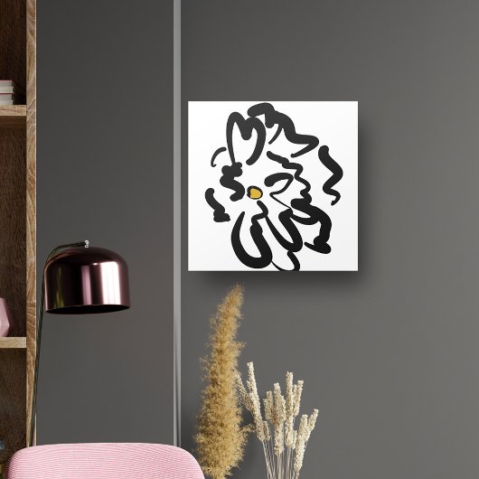 抽象芸術モダン白黒花 キャンバスプリント