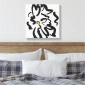 抽象芸術モダン白黒花 キャンバスプリント (インサイチュ (寝室))