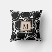 抽象芸術モダン白黒赤面ピンクモノグラム クッション (裏面)