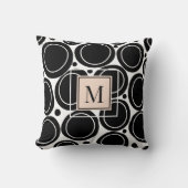抽象芸術モダン白黒赤面ピンクモノグラム クッション (正面)
