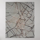 抽象芸術モダン直系金ゴールド黒グレー ポスター (正面)