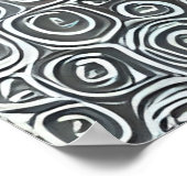 抽象芸術モダン直系黒灰色の白線 ポスター (角)