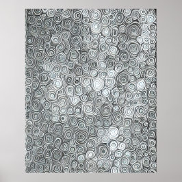 抽象芸術モダン直系黒灰色の白線 ポスター