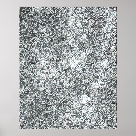 抽象芸術モダン直系黒灰色の白線 ポスター (正面)