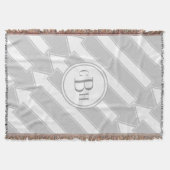 抽象芸術モダン矢印グレーモノグラムパターン スローブランケット (正面)
