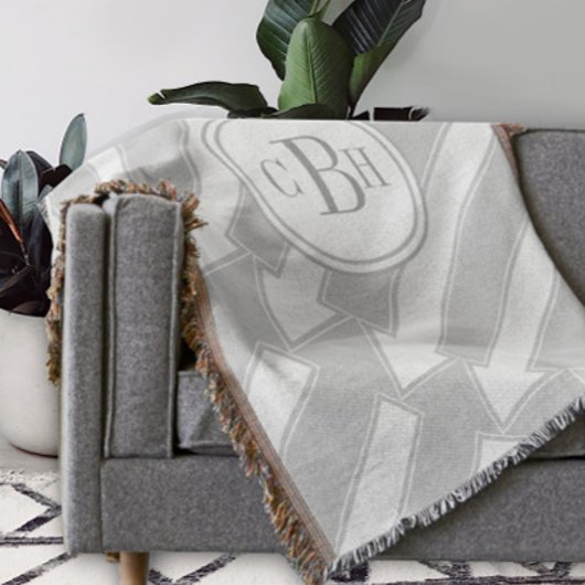 抽象芸術モダン矢印グレーモノグラムパターン スローブランケット