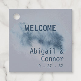 抽象芸術モダン石板ブルーグレーミストウォーターカラーギ フェイバータグ