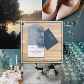 抽象芸術モダン石板ブルーグレーミストウォーター色 オールインワン招待状