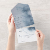 抽象芸術モダン石板ブルーグレーミストウォーター色 オールインワン招待状 (貼ってはがせる)