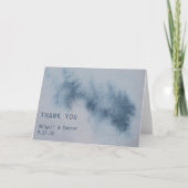 抽象芸術モダン石板ブルーグレーミストウォーター色 サンキューカード (正面)