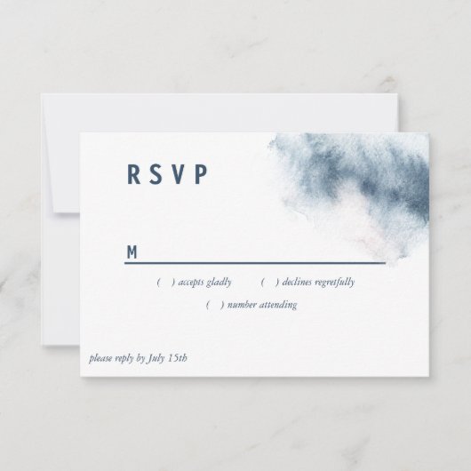 抽象芸術モダン石板ブルーグレーミストウォーター色 出欠カード (正面)