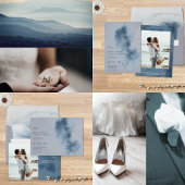 抽象芸術モダン石板ブルーグレーミストウォーター色 招待状