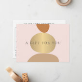 抽象芸術モダン禅ストーンズ金ゴールドとピンクギフトカード ノートカード (正面/裏面インサイチュ)