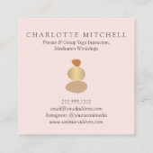 抽象芸術モダン禅ストーンズ金ゴールドとピンクロゴヨガ スクエア名刺 (裏面)