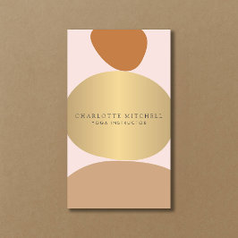 抽象芸術モダン禅ストーンズ金ゴールドとピンクロゴヨガ 名刺