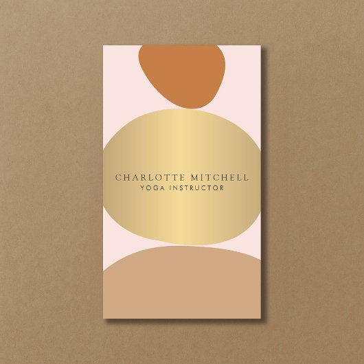 抽象芸術モダン禅ストーンズ金ゴールドとピンクロゴヨガ 名刺