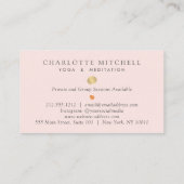 抽象芸術モダン禅ストーンズ金ゴールドとピンクロゴヨガ 名刺 (裏面)