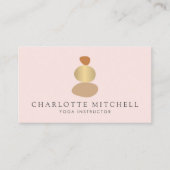 抽象芸術モダン禅ストーンズ金ゴールドとピンクロゴヨガ 名刺 (正面)