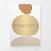 抽象芸術モダン禅ストーンズ金ゴールドウェルネスパンフレット 三つ折りカード (カバー)