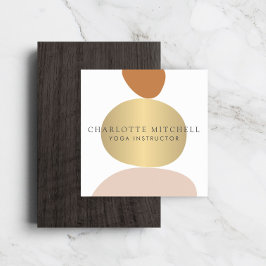 抽象芸術モダン禅ストーンズ金ゴールドロゴヨガ、マッサージ スクエア名刺