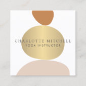 抽象芸術モダン禅ストーンズ金ゴールドロゴヨガ、マッサージ スクエア名刺 (正面)