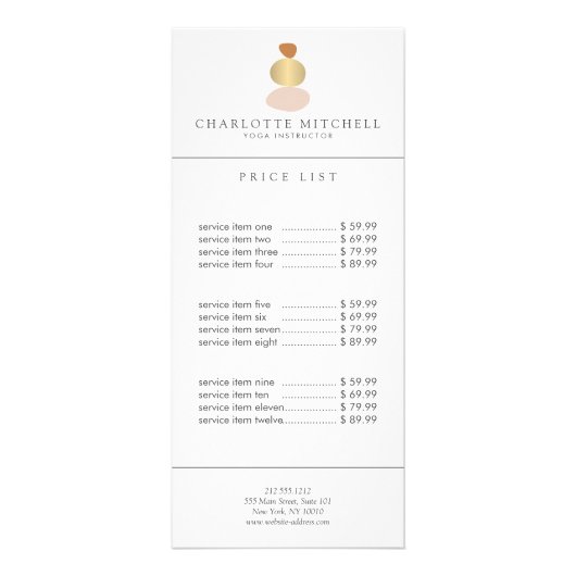 抽象芸術モダン禅ストーンズ金ゴールドロゴヨガ、マッサージ ラックカード (正面)