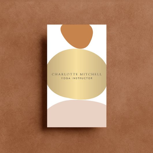 抽象芸術モダン禅ストーンズ金ゴールドロゴヨガ、マッサージ 名刺