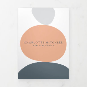 抽象芸術モダン禅ストーンピーチ・ウェルネス・パンフレット 三つ折りカード