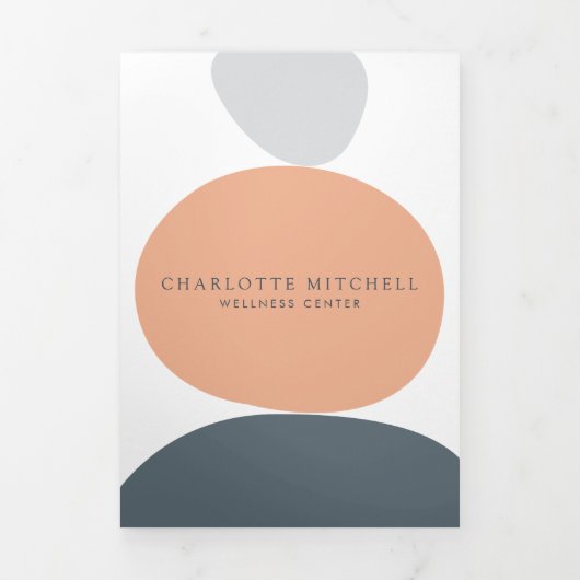 抽象芸術モダン禅ストーンピーチ・ウェルネス・パンフレット 三つ折りカード (カバー)