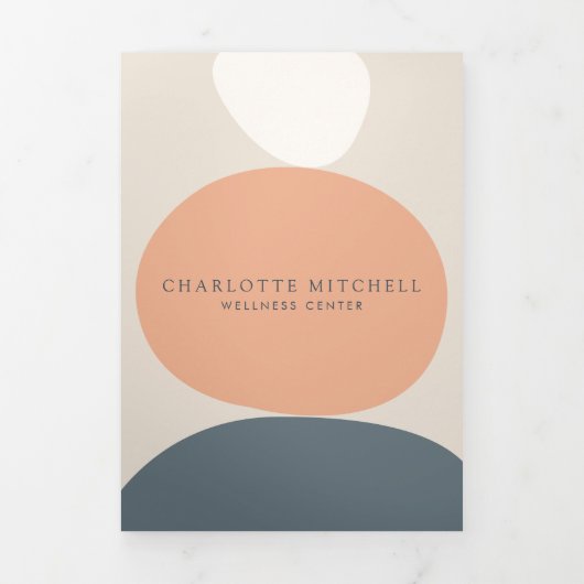 抽象芸術モダン禅ストーンピーチ/ブルーパンフレット 三つ折りカード (カバー)