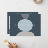 抽象芸術モダン禅ストーンブルーロゴギフトカード ノートカード (正面/裏面インサイチュ)