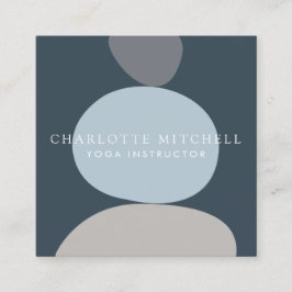 抽象芸術モダン禅ストーンブルーロゴヨガ,マッサージ スクエア名刺