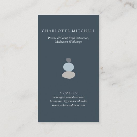 抽象芸術モダン禅ストーンブルーロゴヨガ，マッサージ 名刺 (裏面)