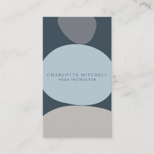 抽象芸術モダン禅ストーンブルーロゴヨガ，マッサージ 名刺