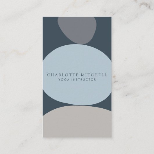 抽象芸術モダン禅ストーンブルーロゴヨガ，マッサージ 名刺 (正面)