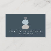 抽象芸術モダン禅ストーンブルーロゴヨガ，マッサージ 名刺 (正面)